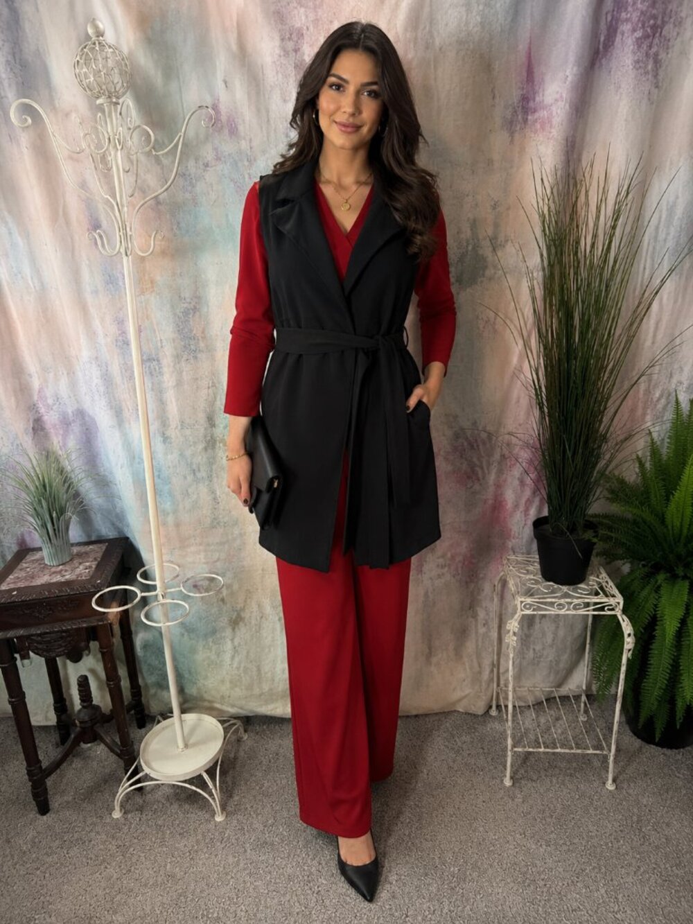 πZara Long Minimalist Belted Sleeveless Trench Vest with Pockets